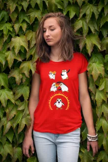 Porg Damen T-shirt “Porg van Star Wars en Penguins of Madagascar en Hamtaro” – Star Wars parodie