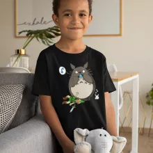 T-shirt criança rapaz Link “Link e Totoro” – Zelda de parodia