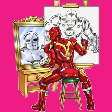 Iron Man T-shirt för kvinnor “Tony Stark - Iron Man” – Parodi Iron Man - Järnmannen