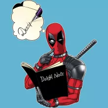 Baby Strampler “Deadpool und die Death Note” – Parodie auf Deadpool