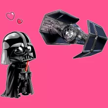Tecknad SD Darth Vader Linne för Flickor barnens “Tecknad SD Darth Vader och TIE Fighter Mini Drone” – Parodi Stjärnornas krig