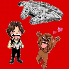 Han Solo Cap “Han Solo and Chewbacca SD Caricatures and Falcon Millenium Mini Drone” – Star Wars parody