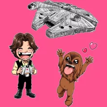 Han Solo Mädchen Kinder Tank top “Han Solo und Chewbacca SD Karikaturen und Das Falcon Millenium Mini Drone” – Parodie auf Star Wars
