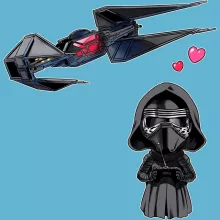 Kylo Ren SD Caricature Baby Bodysuit “Kylo Ren SD Caricature and his TIE Silence Mini Drone” – Star Wars parody