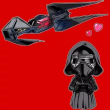 Kylo Ren SD Caricature Cap “Kylo Ren SD Caricature and his TIE Silence Mini Drone” – Star Wars parody