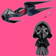 Kylo Ren SD Caricature Girls Kids Tank Top “Kylo Ren SD Caricature and his TIE Silence Mini Drone” – Star Wars parody