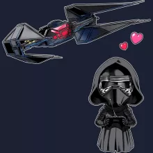 Felpa con cappuccio Caricatura SD “Caricatura SD di Kylo Ren e il suo TIE Silence Mini Drone” – Parodia dei Star Wars