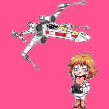 Cartoon SD Luke Skywalker Kinderen Meisjes Tank Top “Cartoon SD Luke Skywalker en X-Wing Mini Drone” – Star Wars parodie