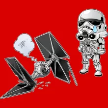 Stromtrooper SD Karikatur Kappe “Stromtrooper SD Karikatur und sein TIE Fighter Mini Drone” – Parodie auf Star Wars