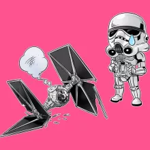 Canotta per bambine e ragazze Caricatura SD “Caricatura SD di Stormtrooper e il suo TIE Fighter Mini Drone” – Parodia dei Star Wars