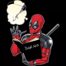Maglietta “Deadpool, Logan aka Wolverine e il Death Note” – Parodia dei Deadpool