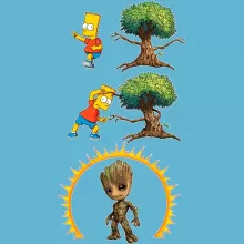 Groot Kinder Kappe “Groot und Bart Simpson” – Parodie auf Die Simpsons