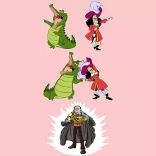 Fatinho para bebé (menina) Capitão Gancho “Capitão Gancho e Crocodile” – One Piece de parodia