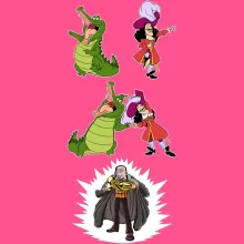 Camisola de alças crianças raparigas Capitão Gancho “Capitão Gancho e Crocodile” – One Piece de parodia