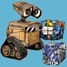 Wall-E Kinder Kappe “Wall-E, Grendizer und R2-D2” – Parodie auf Star Wars