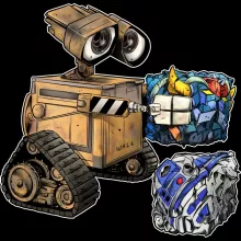Wall-E Handyhülle “Wall-E, Grendizer und R2-D2” – Parodie auf Star Wars
