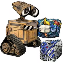 Wall-E T-Shirt “Wall-E, Grendizer und R2-D2” – Parodie auf Star Wars