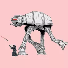 Body bebè (bimba) Palpatine “Palpatine aka Darth Sidious e il suo AT-AT cane robot” – Parodia dei Star Wars