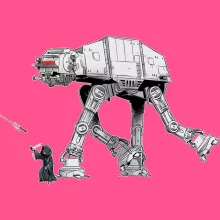 Canotta per bambine e ragazze Palpatine “Palpatine aka Darth Sidious e il suo AT-AT cane robot” – Parodia dei Star Wars