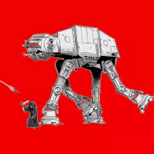 Palpatine Damen T-shirt “Palpatine aka Darth Sidious en AT-AT robot” – Star Wars parodie