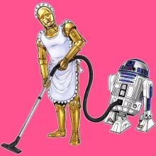 Camiseta Niña sin mangas R2-D2 “R2-D2 y C-3PO” – Parodia de Star Wars