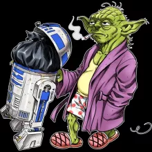Maglietta bebè R2-D2 “R2-D2 e Yoda” – Parodia dei Star Wars