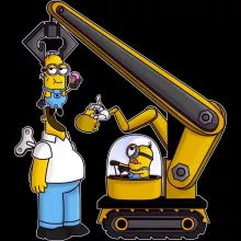 Damen T-shirt “Die Minions und Homer Simpson” – Parodie auf Minions