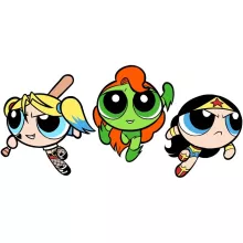 Bubbles Mädchen Kinder Tank top “Bubbles, Buttercup und Blossom aka Harley Quinn, Wonder Woman and Poison Ivy” – Parodie auf Batman