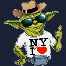 Felpa con cappuccio Yoda “New York I Love” – Parodia dei Star Wars
