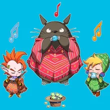 T-shirt Enfant Fille Totoro « Ocarina Orchestra » – Parodie Zelda