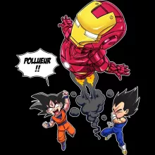 Sweat à capuche Iron Man « Pollueur ! » – Parodie Dragon Ball Z