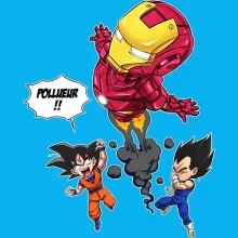 T-shirt bébé Iron Man « Pollueur ! » – Parodie Dragon Ball Z