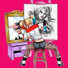 totebag Harley Quinn « Psycho Autoportrait... » – Parodie Batman