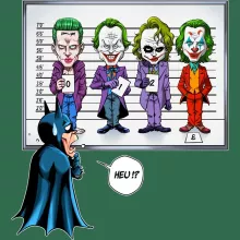 Batman Mugg “Batman och il Joker  (Jared Letho, Jack Nicholson, Heath Ledger och Joaquin Phoenix)” – Parodi Läderlappen