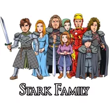 Body bébé Eddard « The Stark Family (With Robert Downey Jr Caricature) » – Parodie Game of Thrones