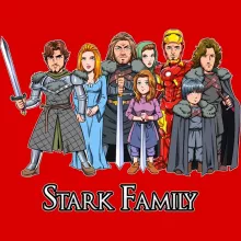 Eddard Cap “Eddard, Catelyn, Robb, Sansa, Arya, Brian, Rickon and Tony Stark (Robert Downey Jr Caricature)” – Game of Thrones parody