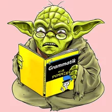 Yoda Baby Strampler (Mädchen) “Grammatik für Dummies” – Parodie auf Star Wars