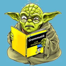 Yoda Baby Strampler “Grammatik für Dummies” – Parodie auf Star Wars
