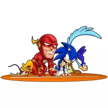 Camiseta Niño de manga corta “Flash y Speedy Gonzales y Sonic y el Correcaminos” – Parodia de Flash