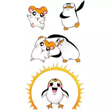 Body de bebé Negro sin mangas parodia de Star Wars - Porg de Star Wars, Los pingüinos de Madagascar y Hamtaro (Traje de bebé de primera calidad - impresa en Francia - Réf : 928)