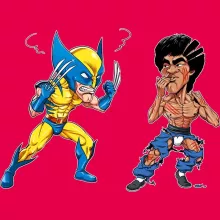 Wolverine Vs Bruce-Lee Kinder Kappe – Parodie auf Wolverine