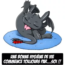 totebag Krokmou « Une bonne hygiène de vie commence toujours par...soi ! » – Parodie Dragons