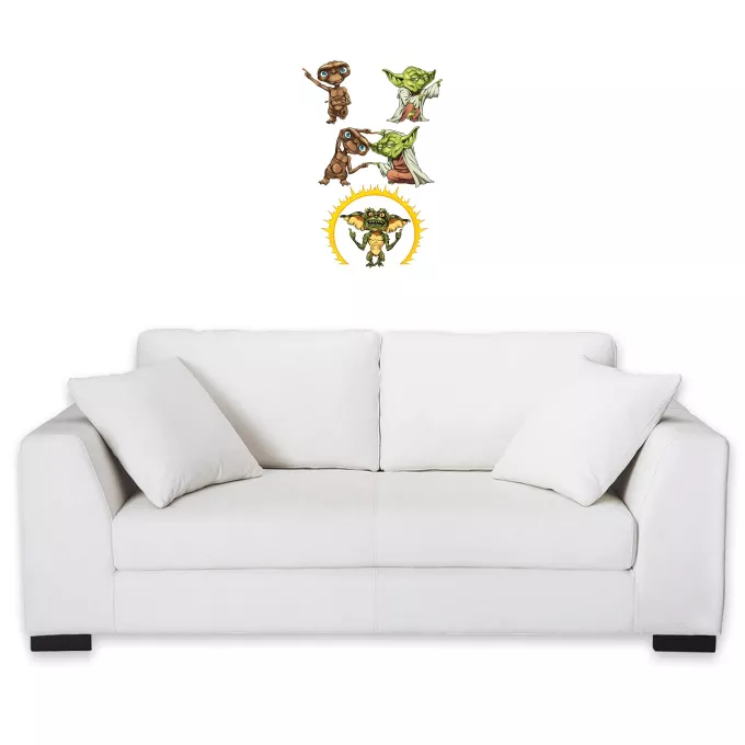 Wall Stickers Parody of Star Wars Yoda, ET the Extraterrestrial and Spike the Gremlin