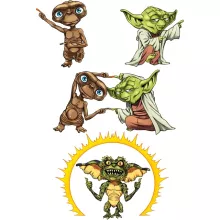 Yoda totebag “Yoda, E.T. och Spike Gremlin” – Parodi Stjärnornas krig
