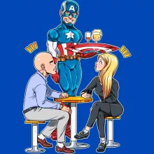 T-shirt Steven Rogers « Waiter America ! » – Parodie Captain America