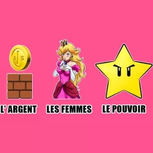 Débardeur Enfant Fille Princesse Peach « Argent, Femmes et Pouvoir ! » – Parodie Super Mario