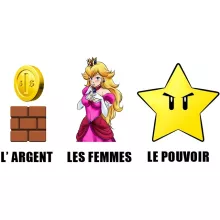 Débardeur Princesse Peach « Argent, Femmes et Pouvoir ! » – Parodie Super Mario