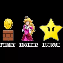 Pull Princesse Peach « Argent, Femmes et Pouvoir ! » – Parodie Super Mario