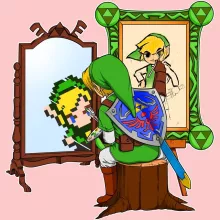 Link Baby Strampler (Mädchen) “Norman Rockwell style” – Parodie auf Zelda