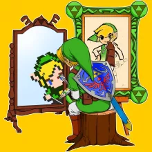 T-shirts para bebés Link “Norman Rockwell style” – Zelda de parodia